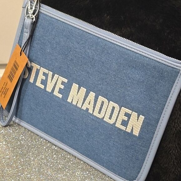 Steve Madden Denim Large Pouch Wristlet